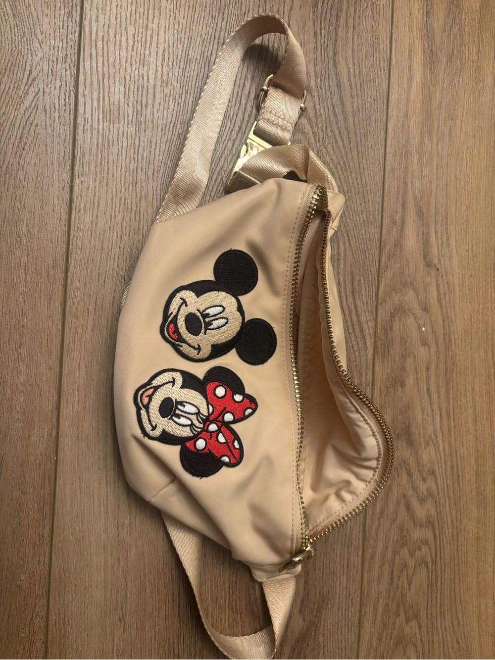 Stoney Clover Lane Sand Minnie & Mickey Embroidered Crossbody Belt Bag